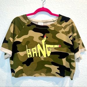 NEW WITHOUT TAG Honey Army Fatigue Cropped Top, Size: L/XL